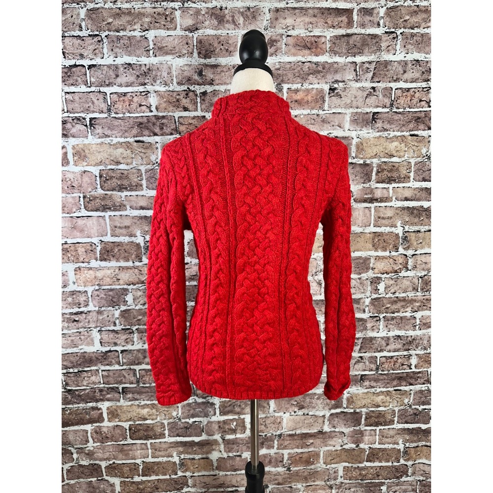 Classic Lands' End Red Cable Knit Sweater Preppy Cozy Staple Women's Size S 6-8 - Picture 6 of 13